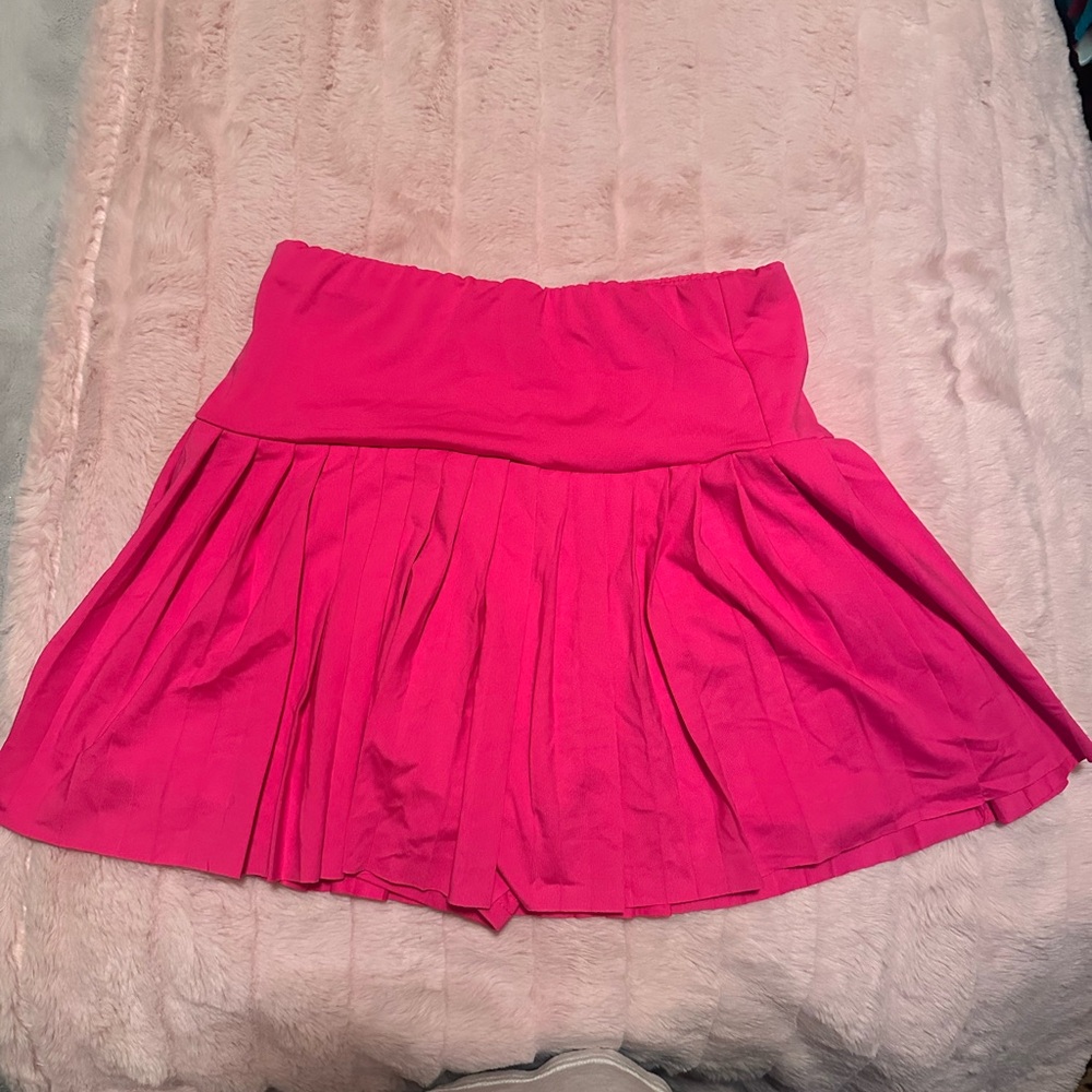 SHEIN Hot Pink Pleated Mini Skirt